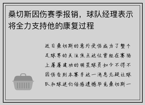 桑切斯因伤赛季报销，球队经理表示将全力支持他的康复过程